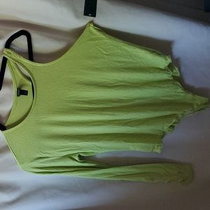 Wild Fable Asymmetrical One Sleeve Bodysuit, Lime Green, XXL